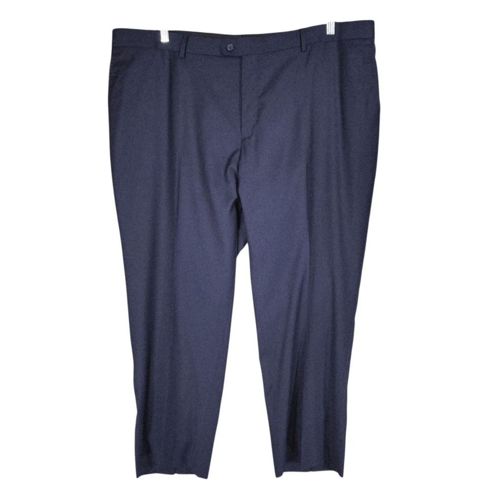 Baroni Dress Pant Men 46S x27" Super 150s Wool Classico American Blue Flat Front